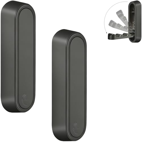 2PCS Foldable Wall Hooks, Flip Down Design with 40 lbs Heavy-Duty Capacity, Retractable Wall Hooks for Bathroom, Bedroom & Entryway Space Saving (Black) - color: Black, size: 2 Hooks