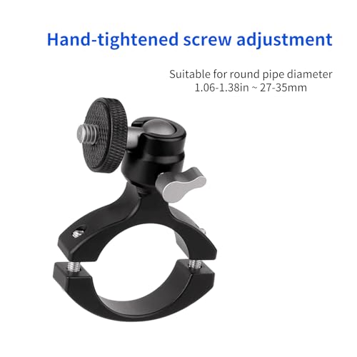 Bike Camera Handlebar Mount Motorcycle Pole Mount with 360° Ballhead Aluminum Handlebar Holder Compatible with GoPro/Insta360/AKASO/DJI Osmo Action Cameras