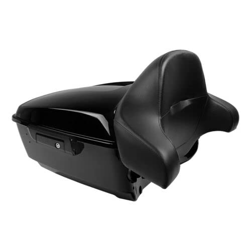 TCMT King Motorcycle Trunk Backrest Pad Two-Up Mount Rack Fit For Harley Touring 1997-2008 Electra Glide Road Glide Street Glide Pack - color: With Speaker Holes: Style I Chrome Rack