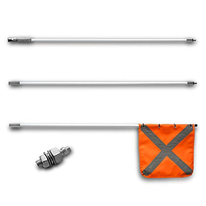 Safety Flag with Quicker Connector Base & 11.8" x11.8" Heavy Duty PVC Reflective Flag, Suit for ATV, UTV, Offroad, Jeep & Truck. Can be Used as 3.3'，6.6‘ or 10’. - color: White