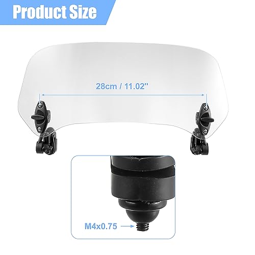 Motoforti 37cm Clear Lens Motorcycle Windshield, Adjustable Clip Wind Deflector Windshield Extension Universal Fit for Most Motorcycles & Scooters