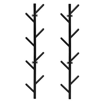 Modern Heavy Duty Coat Hanger Set of 2 - Wall Mount Hat Rack for Cowboy Hats, Baseball Caps & Jackets - Black Metal Coat Stand