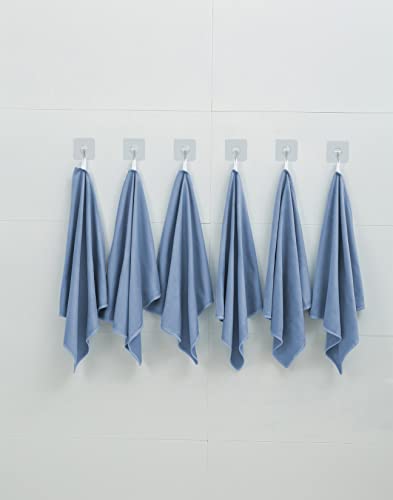 Puomue 6 Pack Microfiber Glass Cleaning Cloth, 16 Inch X 16 Inch, Lint Free Quickly Clean Window, Glasses, Windshields, Mirrors, and Stainless Steel, Dark Blue - color: Dark Blue