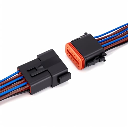 12 Pin Waterproof Connector,12 Wire Electrical Car Auto Connector,with 20CM 16AWG Long Male Female Plug Quick Disconnect Wire Connectors for Car Truck Motorcycle Marine Boat(1 Pairs Black) - size: DT 12P