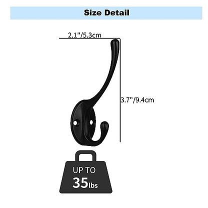 Kruodop 4Pcs Coat Hooks Wall Hooks for Hanging Heavy Duty, Wall Mounted Black Towel Hooks, Metal Single Coat Hanger with Screws Cup Retro for Coats, Handbags, Towels - color: black 4pcs