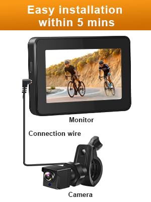 Bike Camera Rear View AHD with Night Vision & 110° Wide Angle | Universal Bicycle Camera for E-Bikes, MTB, Road Bikes, Wired Plug and Play, Fits Handlebar Diameter 18-42 mm