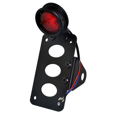 LED Tail Rear Light 3/4" Axle Hole Side Mount License Plate Horizontal/Vertical Bracket Brake Light Motorcycle Compatible for Harley Honda Yamaha Suzuki Chopper Bobber