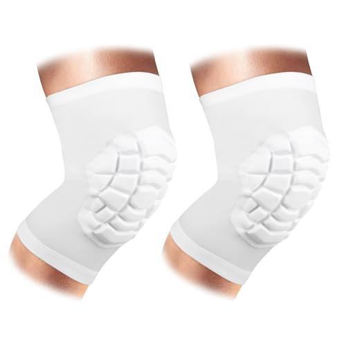 Wrestling Knee Pads Short Knee Sleeve, 2 Pcs Knee Compression Sleeve for Football, Basketball, Volleyball(White_XS_2 Pcs) - color: White, size: X-Small