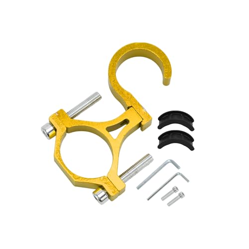 Motoforti Universal Motorcycle Hanging Hook Arc Motorcycle Helmet Luggage Bag Holder Hanger for Scooters Bicycles Aluminum Alloy Golden Yellow 1 Set
