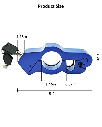 Lock Motorcycle, Heavy Duty Anti Theft Adjustable Bike Handlebar Lock with 2 Keys Protect Your Motorcycle Street ATV, Blue - color: Blue