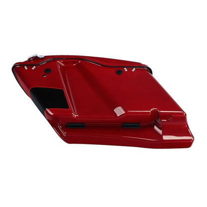 HR3 Starfire Black/Atomic Red 4" Stretched Hard Saddlebags w/Speaker Lids Compatible with 2017 CVO Street Glide FLHXSE (Replace for OEM) - color: Starfire Black / Atomic Red