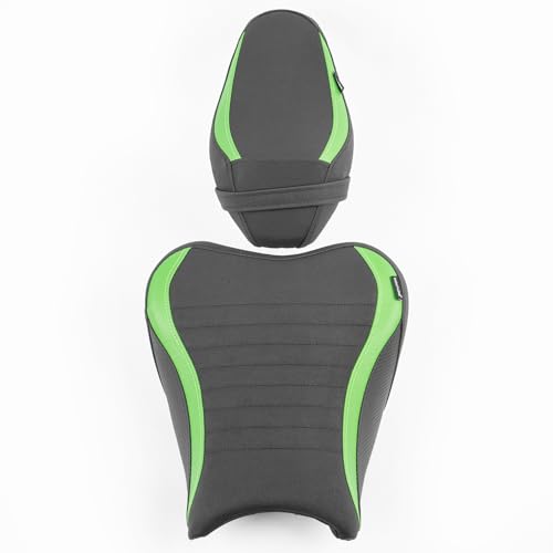 Motorcycle Driver Rider Rear Passenger Seat fit for Z900 Z 900 2017 2018 2019 2020 2021 2022 2023 2024 Pressure Relief Soft Pillion Saddle Cushion Pad, Green - color: Front & Rear - Green