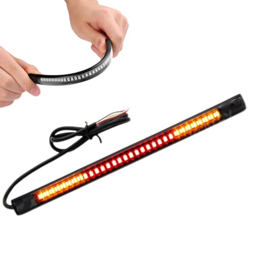 AUTOXBERT Universal Motorcycle LED Tail Light Strip - 48 SMD Flexible Brake Stop & Turn Signal Bar, Waterproof 12V Rear Light for Motorcycles, ATVs, Mopeds, Scooters