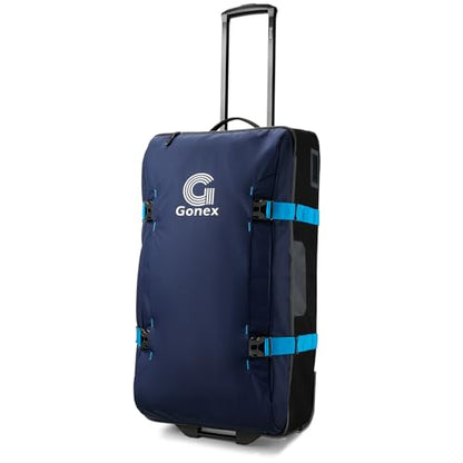 Gonex Rolling Duffle Bag with Wheels, Water-repellent 90L Nylon Large Wheeled Travel Duffel Luggage with TSA Lock & Telescopic Handle 30 inch, Dark Blue - color: Dark Blue, size: 30 inch