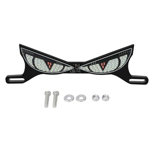 Motorcycle Brake Light, High Visibility Safety Lamp, 19x5x0.5cm, Eye Shape License Plate Lamp, License Plate LED Light, Sturdy And Weather Resistant, For Night Riding, Daily Commuting, Cycling, Travel - color: Snake eye lamp-white+yellow flash