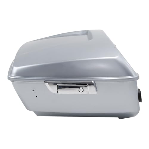 TCMT King Motorcycle Trunk Box W/Latches Keys Fit for Harley 2014-2025 Touring CVO Road King Road Glide Street Glide Electra Glide Ultra Limited Pack Barracuda Silver - color: Barracuda Silver(W Speaker Holes)