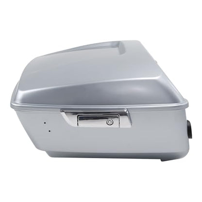 TCMT King Motorcycle Trunk Box W/Latches Keys Fit for Harley 2014-2025 Touring CVO Road King Road Glide Street Glide Electra Glide Ultra Limited Pack Barracuda Silver - color: Barracuda Silver(W Speaker Holes)