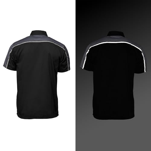 MILWAUKEE MOTORCYCLE CLOTHING CO. Men’s Blk/Grey Mechanic Work Shirt – w/Reflective Strip, Rider‑Built MDM11601 - size: XX-Large