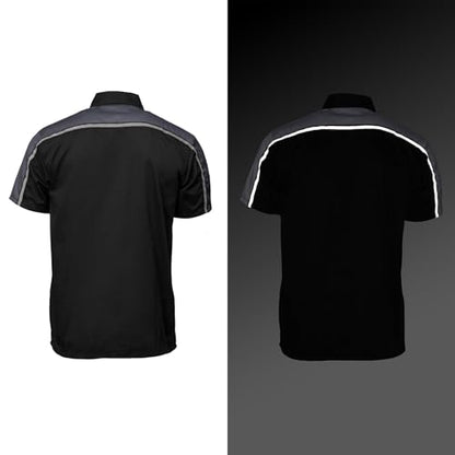 MILWAUKEE MOTORCYCLE CLOTHING CO. Men’s Blk/Grey Mechanic Work Shirt – w/Reflective Strip, Rider‑Built MDM11601 - size: 5X-Large