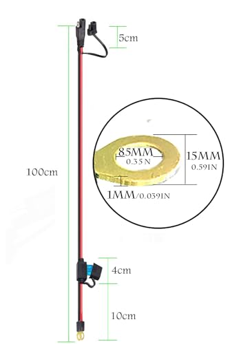 SAE to O Ring Terminal Harness, SAE Connector with 15A Protection Fuse for Safety, 2-Pin Quick Disconnect Plug,SAE Battery Extension Cable with 3.28FT 10AWG for Motorcycle Cars. (100CM) - size: 10AWG SAE to O Ring - 3.28FT