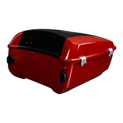 TCMT 13.7" King Motorcycle Trunk Box W/Latch Key Fit For Harley 2014-2025 Touring CVO Road King Road Glide Street Glide Electra Glide Ultra Limited Billiard Red/Vivid Black - color: Billiard Red/Vivid Black(W Speaker Holes)