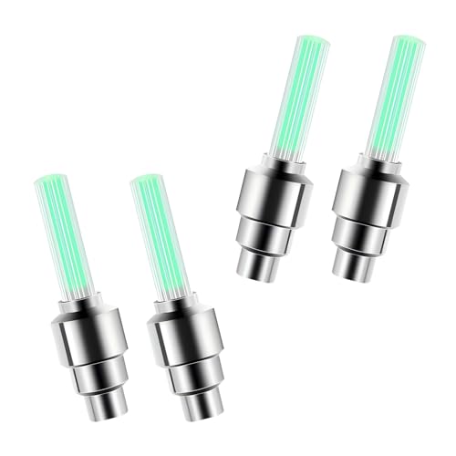 4 PCS Bike Wheel Lights, Auto Flash LED Valve Stem Caps, Waterproof Tire Lights for Night Riding Safety and Decoration, for Bicycles, Motorcycles, Cars (Green) - color: Green