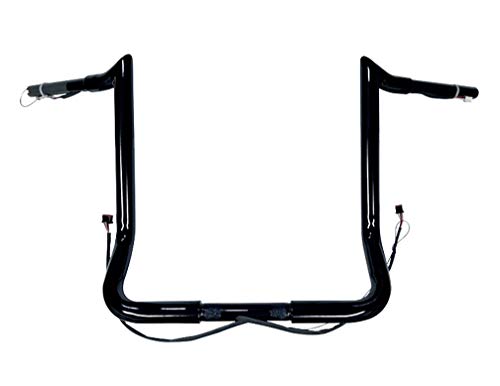 Dominator Industries 1 1/4" PRE-WIRED 14" Meathook Bar Ape Hangers Handlebars Compatible with 2014-2022 Harley Davidson Bagger Electra & Street Glide Special Ultra Limited & Low (Gloss Black)