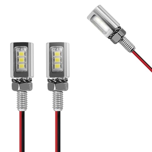 LED License Plate Light, Motorcycle License Plate Light, 2PCS 12V Waterproof Aluminum Housing Assembly, Super Bright White LED Bulb Tag Screw Lamp for Car, Motorcycle, Truck, RV, ATV, Bike (Silver) - color: Silver
