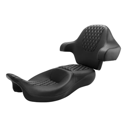 SLMOTO Hammock Rider Seat Driver Brackrest Wrap Around King Trunk Backrest Pad fit for Harley Touring Road King Street Glide Road Glide Electra Glide 2014-2023 2 Up Seat Black - color: B Style G Black Red + 2 Backrest