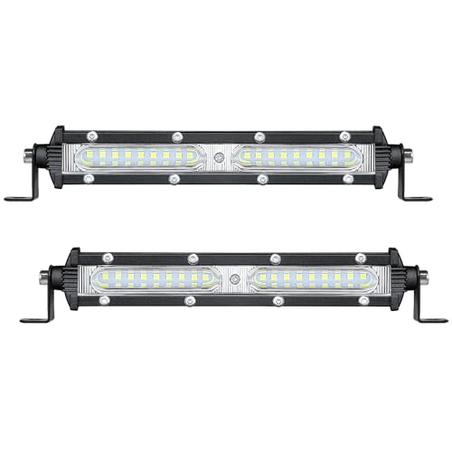 STDYSUN Ultra Slim Single Row LED Offroad Driving Fog Lights Bar 2Pcs 7Inch Waterproof Auxiliary Work Lights Grille Lights Bar fit for Motorcycle Truck Trator ATV UTV Golf Cart Boat Cars - size: White