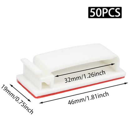 50Pcs Self-Adhesive Cable Clips, Cable Management Clips, Wire Organizer for TV PC Ethernet Cable Under Desk Home Office(White) - color: White