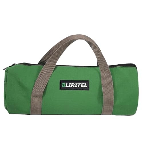 BLIRITEL 12 Inch Small Tool Bag for Men, Large Capacity Wide Mouth Tool Bag, Canvas Tool Storage Kit Bag, Tool Tote Handbag Tool Organizer for Mechanic & Electrician Storage Wrenches Pliers (Green) - color: Green - 12 Inch