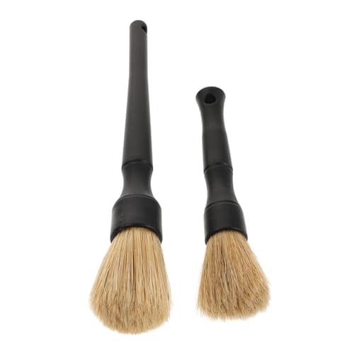 2pcs Car Detailing Brush Soft Boar Hair Interior Cleaning Tool for Vehicle Upholstery Scratch Bristles for Wheels and Versatile Auto Detail Brush Kit