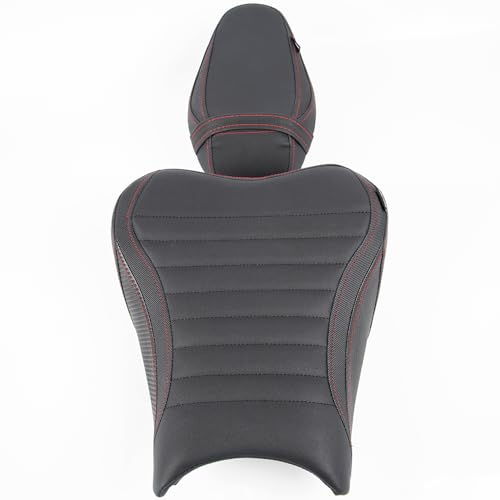 Motorcycle Driver Rider Rear Passenger Seat fit for Z900 Z 900 2017 2018 2019 2020 2021 2022 2023 2024 Pressure Relief Soft Pillion Saddle Cushion Pad, Black - color: Front & Rear - Black