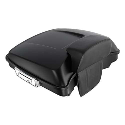 XFMT Motorcycle 5.5" Matte Black Razor Trunk Luggage W/Backrest Pad + Black Mount Bracket For Harley Touring Road King Street Glide Road Glide Electra Glide Ultra Classic 2014-Later - color: Matte Black Set 4