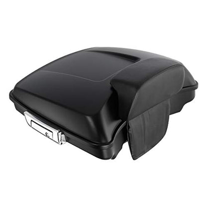 XFMT Motorcycle 5.5" Matte Black Razor Trunk Luggage W/Backrest Pad + Black Mount Bracket For Harley Touring Road King Street Glide Road Glide Electra Glide Ultra Classic 2014-Later - color: Matte Black Set 4