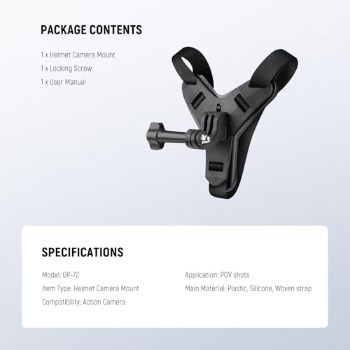 NEEWER Motorcycle Helmet Chin Camera Mount Strap, POV Vlog Accessories Kit for Video Recording Filming Compatible with GoPro Insta360 DJI AKASO Action Camera, GP-72