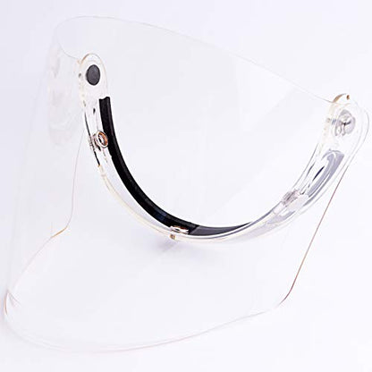 Universal 3-Snap Flip Up Visor Shield Lens for Retro Open Face Motorcycle Helmet (Clear) - color: Clear