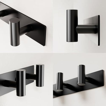 GWAAZXGZ Black Wall Mounted Coat Rack – 5 T-Shaped Pegs for Hats, Bags & Towels, Heavy-Duty Metal Rail for Entryway, Bathroom, Closet, Bedroom (1 Pack) - color: Black