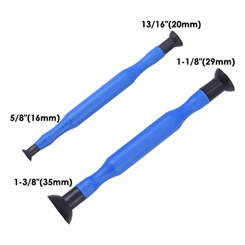 DEDC 2PCS Double Ended Valve Hand Lapping Grinding Sucker Kit Hand Valve Lapping Tool Blue Manual Grinding Stick with Sucker Cups Valve Lapper Set