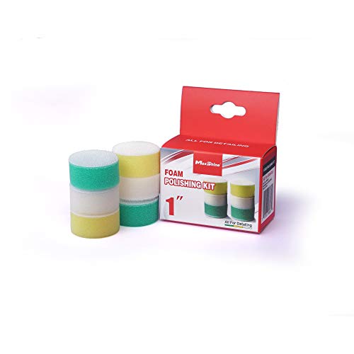 Maxshine 1” Hook & Loop Foam Polishing Pads Kit | 6-Piece Set Includes Cutting, Polishing & Finishing Pads (2 Each) | Spot Polishing Pads for Tiny Areas, Car Detailing & Paint Correction - size: 1"