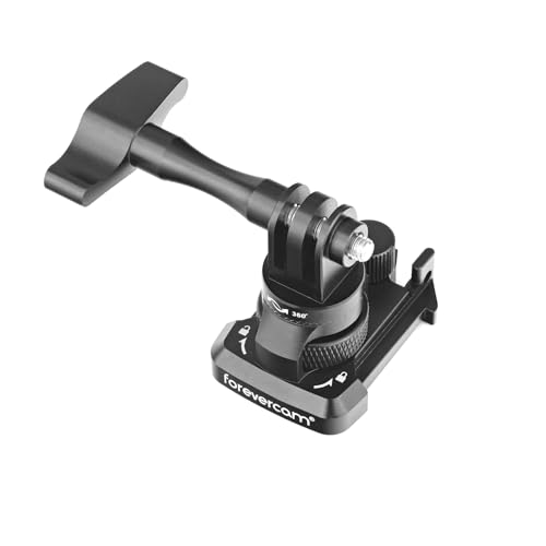 Forevercam 360°Rotate Aluminum Helmet Mount for Gopro Hero 13 12 11 10 9 8 DJI Osmo Insta360 AKASO and Other Action Camera Quick Release Buckle Clip Basic Base Mount - color: BLACK