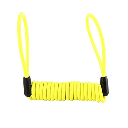1.2m Motorcycle Reminder Spring Cable, Disc Lock Reminder Cable, Alarm Lock Security Spring Reminder Cable for Scooter Motorcycle Bike Brake Disc, Antitheft on Handlebar, Lemon Yellow