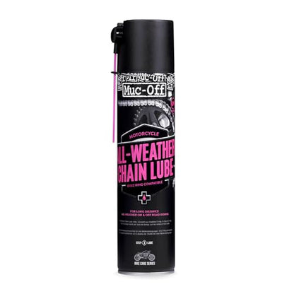 Muc Off All-Weather Motorcycle Chain Lube, 400 Milliliters - Premium Motorbike Chain Lubricant Spray - Formulated for All Weather Conditions