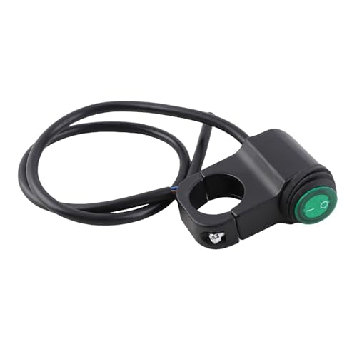 Qiilu 12V 1 1/8' Black Handlebar Switch, Push Button, Manual Operation, IP65 Waterproof