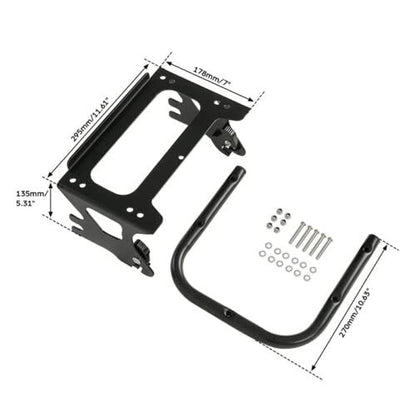 TCMT King Motorcycle Trunk Backrest Pad 2 up Mounting Rack Fit For Harley Touring 1997-2008 Electra Glide Road Glide Street Glide Pack - color: With Speaker Holes: Style D Black Rack