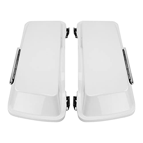 TCMT Hard Saddle bags Saddlebag Trunk & Liners Carpet Insert Fits For Harley Touring Road King Road Street Glide Ultra Classic FLHT FLHR FLHX 1994-2013 - color: White Chrome Latches#B