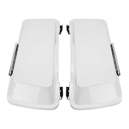 TCMT Hard Saddle bags Saddlebag Trunk & Liners Carpet Insert Fits For Harley Touring Road King Road Street Glide Ultra Classic FLHT FLHR FLHX 1994-2013 - color: White Chrome Latches#B