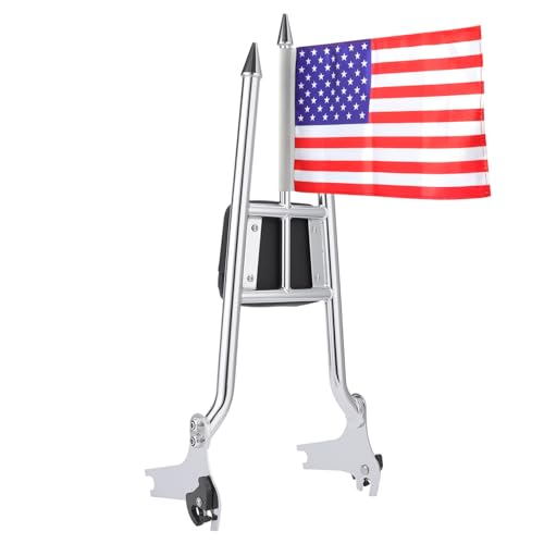 27 inch Motorcycle Rear Passenger Sissy Bar Backrest, Detachable Cushion Pad Fit for Harley Touring Road King Street Glide Road Glide Electra Glide 1997-2008 (Chromed Silver) - color: Chromed Silver