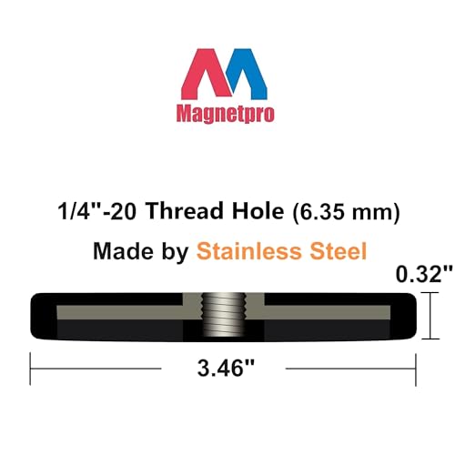 Magnetpro 2 Pieces Strong Rubber Coated Mounting Magnets Anti-Scratch & Anti Corrosion, Over 120 LB Adhesive Power, with 1/4"-20 Stainless Steel Thread Hole and Screw for PTZ, Camera - size: 120LB - 1/4"-20 Female SS 2P